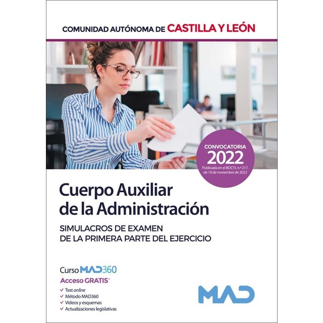 Cuerpo Auxiliar de la Administración de la Comunidad Autónoma de Castilla y León. Simulacros de exam (Tapa blanda)