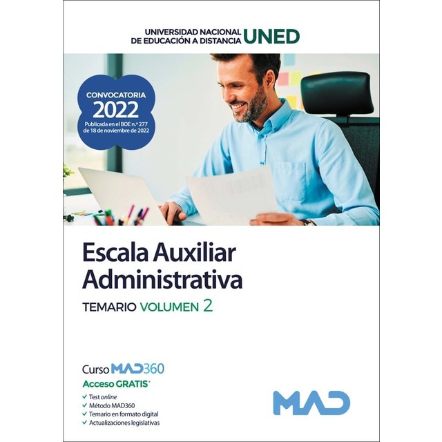 Escala Auxiliar Administrativa de la Universidad Nacional de Educación a Distancia (UNED). Temario VOL 1 (Tapa blanda)