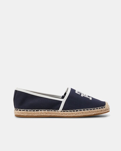 Women's flat espadrilles with embroidered monogram and contrast seams · Women's fashion · El