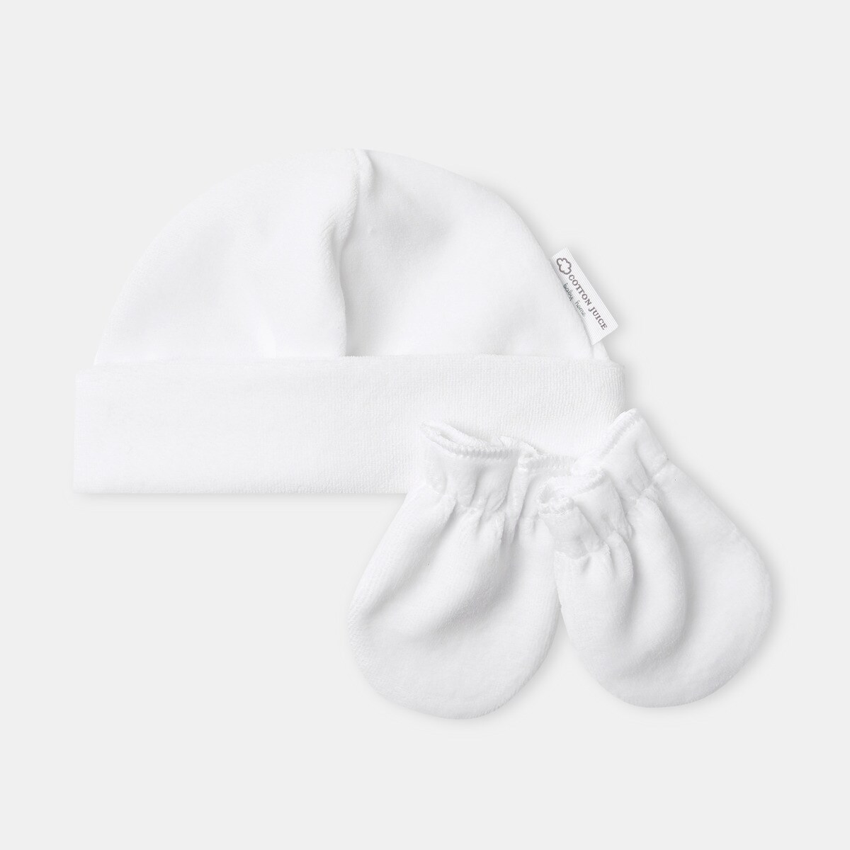 Imagem 0 de Conjunto de Gorro e Luvas de Recém-Nascido em Velour