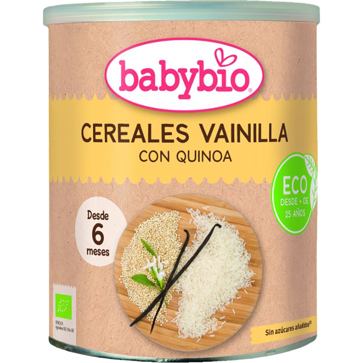 Papilla de cereales con vainilla y quinoa ecológica y sin azúcares