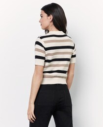 Polo femme manches courtes imprimé rayures