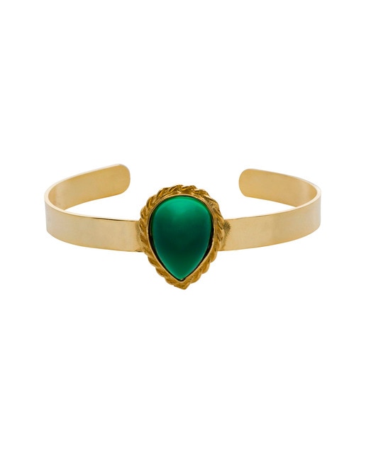 Brazalete Luxury Lágrima Esmeralda Gold