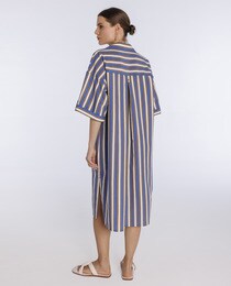 Multicoloured stripe print kaftan