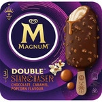 Double Starchasaer ice cream coated in caramel and popcorn gluten-free 3-pack case 255 ml