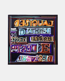 Black cotton bandana with multicoloured print
