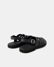 Men's leather open-toe sandals with buckle fastening