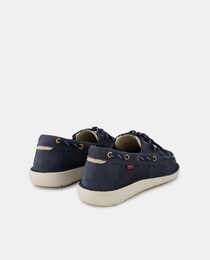 Men's leather deck shoes with Adaptation system and EVA sole