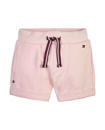 Baby girls' shorts with an elastic waist, adjustable brand drawstring and embroidered flag logo