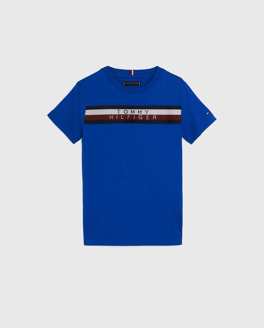 Boys' short-sleeve T-shirt with Tommy logo on the chest and a round collar