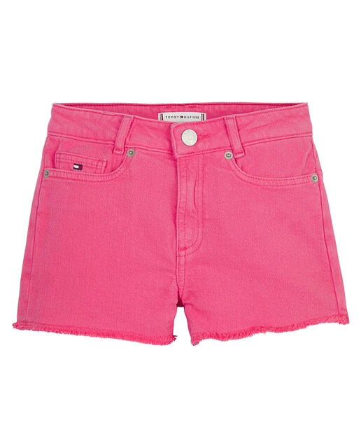 Baby girls' denim shorts with embroidered flag logo