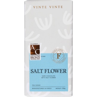 Vinte Vinte Chocolate Preto 70% com Flor de Sal Fusion Collection tablete 50 g