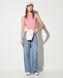 Polo basique sans manches femme
