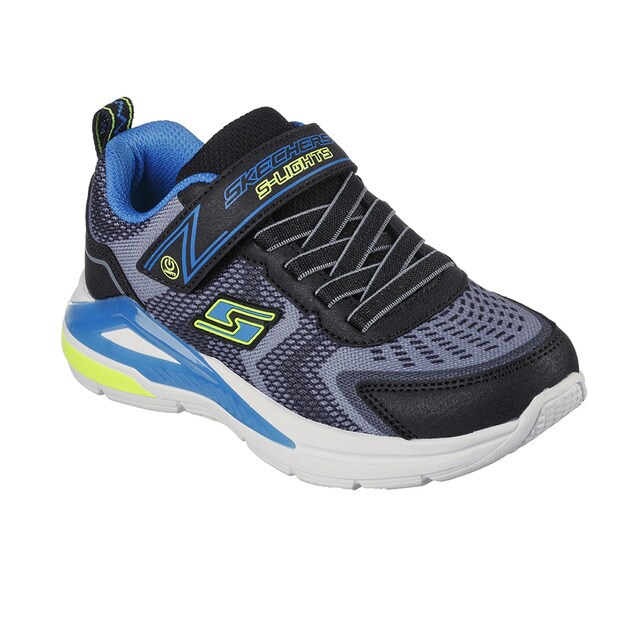 Chaussures garçon grises basses style running lumineuses à bride auto-agrippante