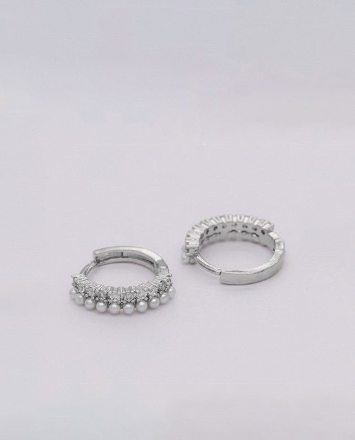 Pendientes Arito Perla Zirconium Silver