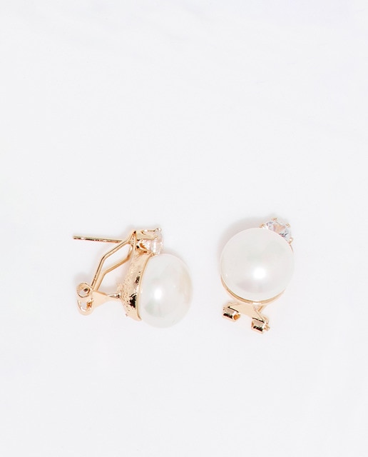 Pendientes Tú y yo Perla Zirconium Gold