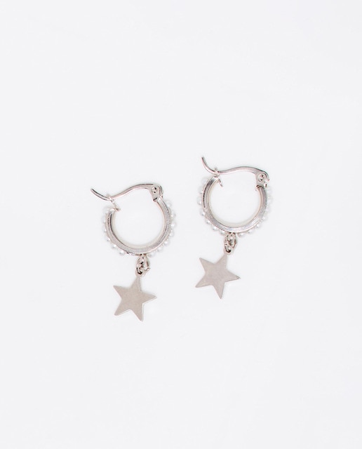Pendientes Aro Perlitas Estrella Silver