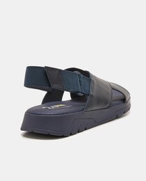 Men's leather sandals with criss-cross straps and adhesive strap