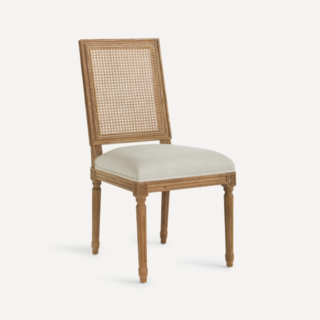Silla de comedor de madera de roble tapizada en lino Fulham El Corte Inglés