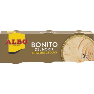 ALBO Biscay skipjack tuna in olive oil 3-pack tins 67 drained weight g