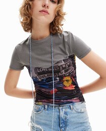 Cropped newspaper T-shirt