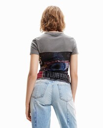 Cropped newspaper T-shirt