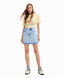 Mini-jupe portefeuille en jean
