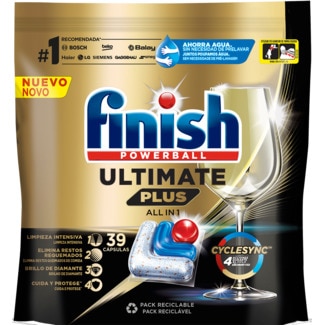 Finish Detergente para Máquina de Loiça Plus Ultimate embalagem 39 unidades