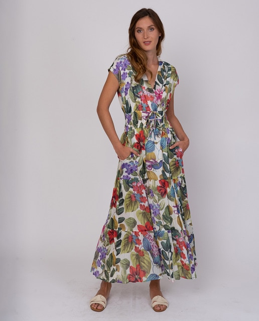 Robe longue à encolure en V