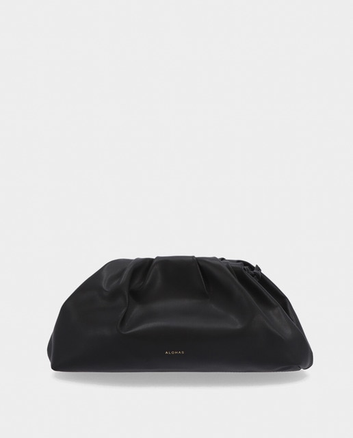 Bolso de hombro de cuero sintético ecológico en negro con botón imantado