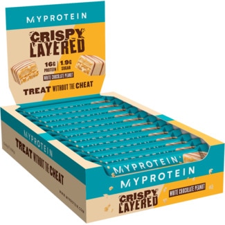 MyProtein Barra Crispy de Chocolate Branco e Amêndoa embalagem 58 g
