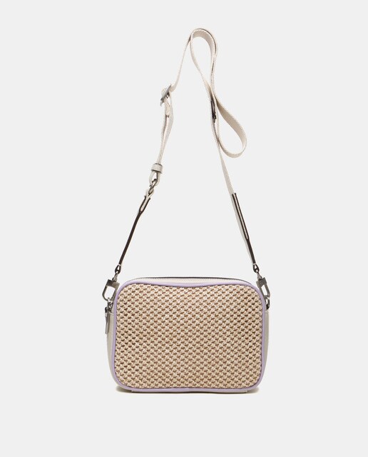 Small beige crossbody bag with plaited front and zip fastening · Women's fashion · El Corte Inglés