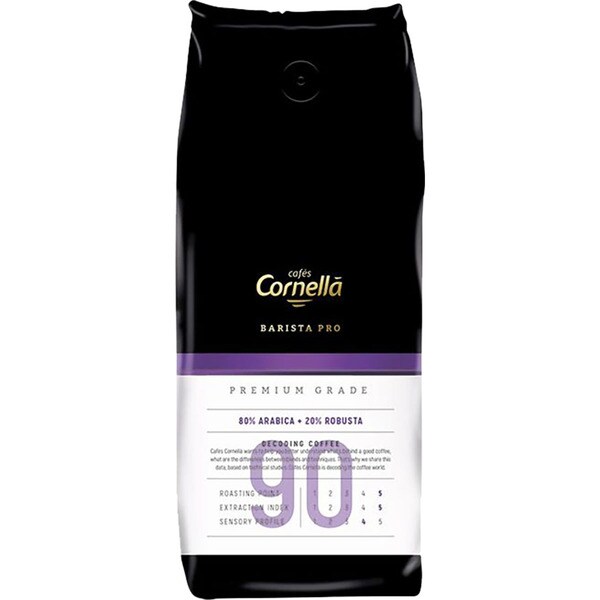CORNELLA Barista Pro Premium Grade 90 café en grano 80% arábica 20% robusta bolsa 1 kg