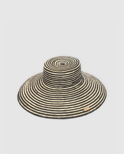 Sombrero de ala ancha de paja en tono natural y negro