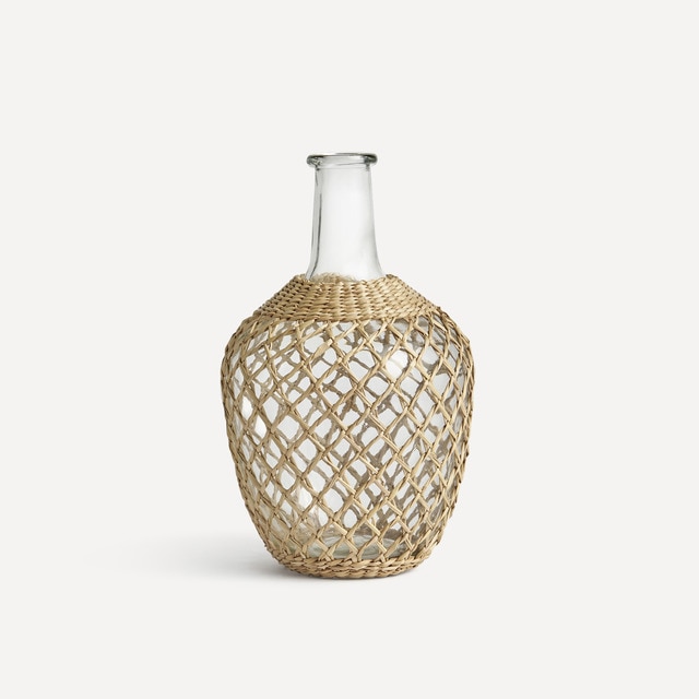 Jarrón damajuana de vidrio con seagrass Vietnam El Corte Inglés