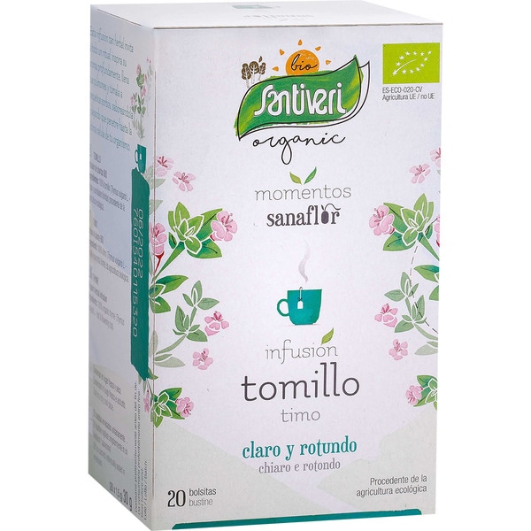 SANTIVERI Organic Sanaflor infusión de tomillo ecológica estuche 20 bolsitas