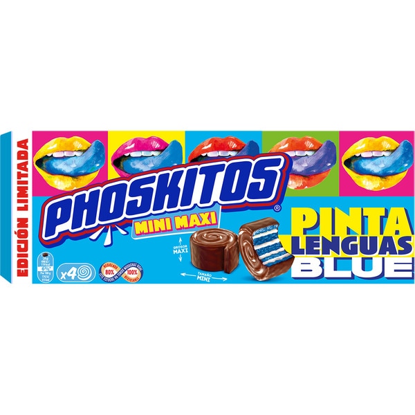 PHOSKITOS Mini Maxi Pinta Lenguas bizcochitos de cacao rellenos de crema 4 unidades envase 112 g