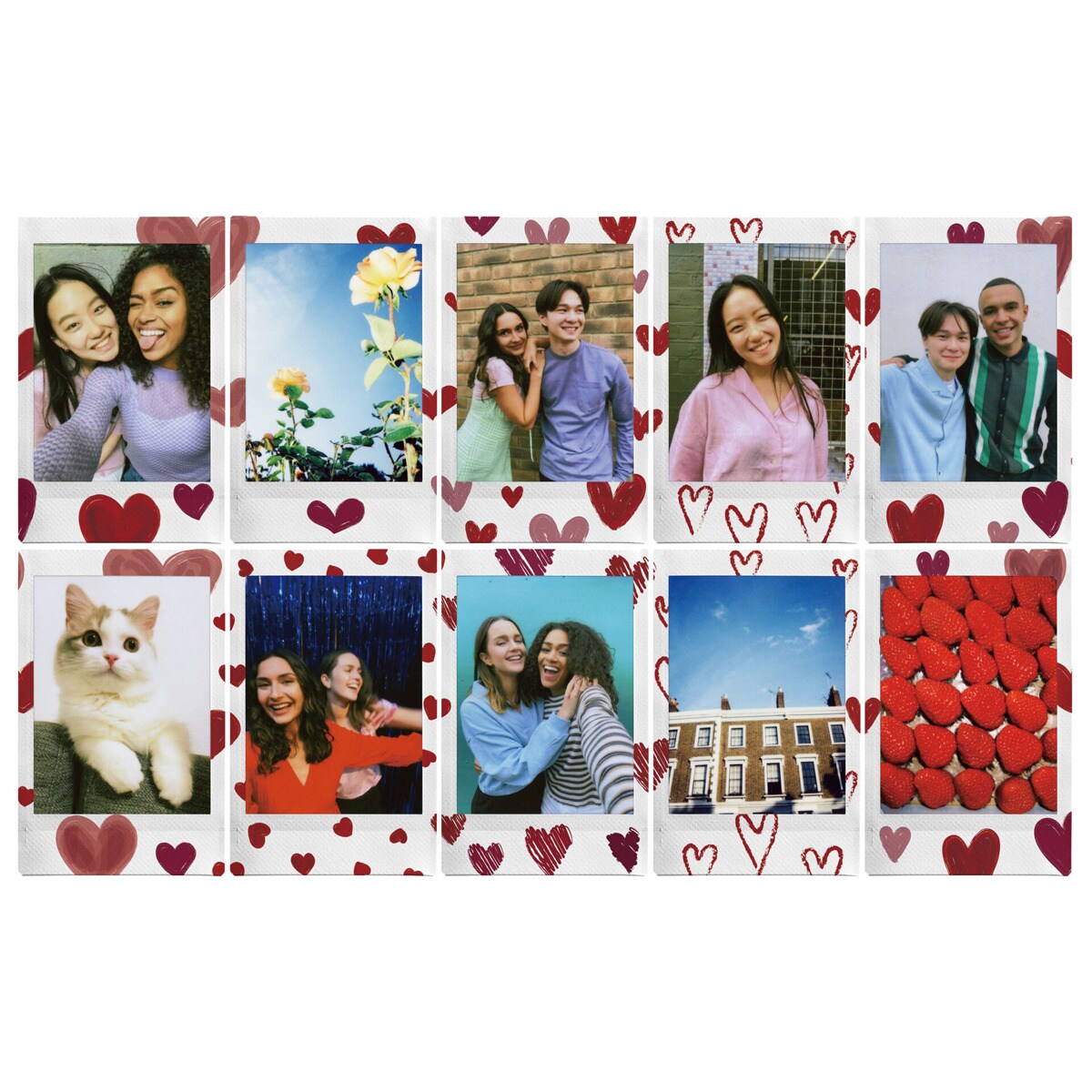 Carga Fujifilm Instax Mini Hearts Sketch 10 folhas Branco / Vermelho-3
