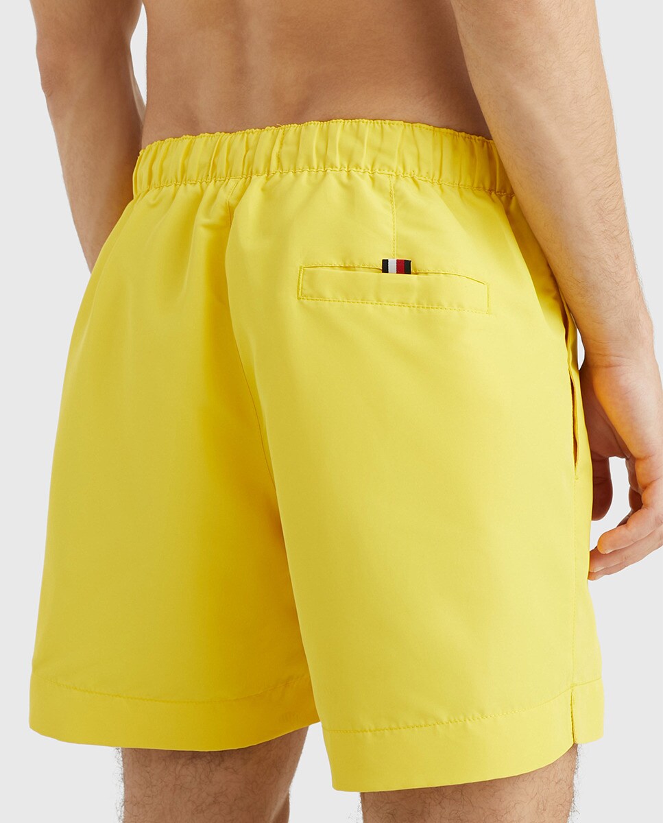 Tommy Hilfiger men's plain black swimming trunks with side print · Men