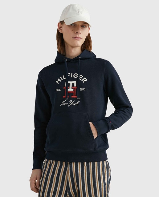Sweat homme bleu à capuche