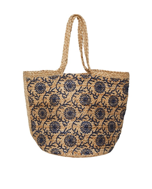 Bolso de playa de yute con bordados