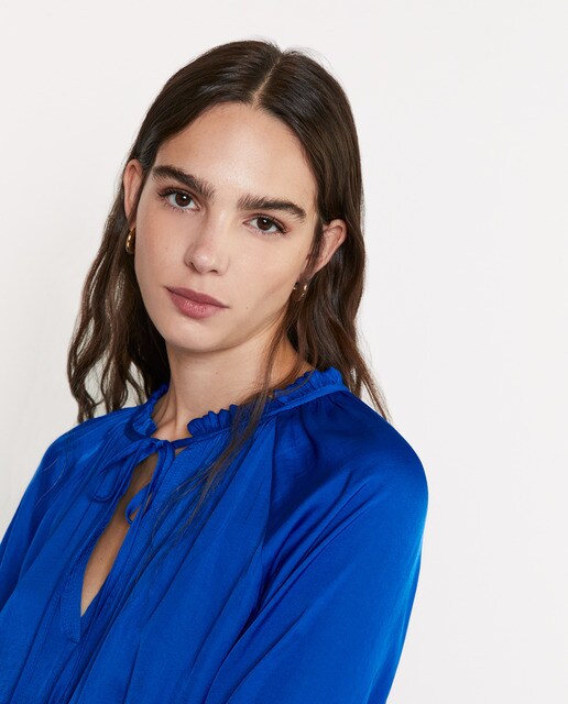 Blusa de manga larga con cuello mao
