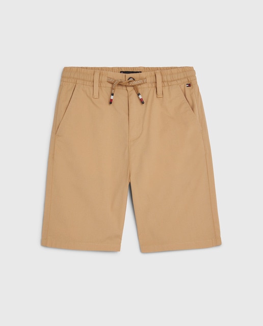 Baby boys' plain-coloured shorts with an elastic waist and adjustable drawstrings