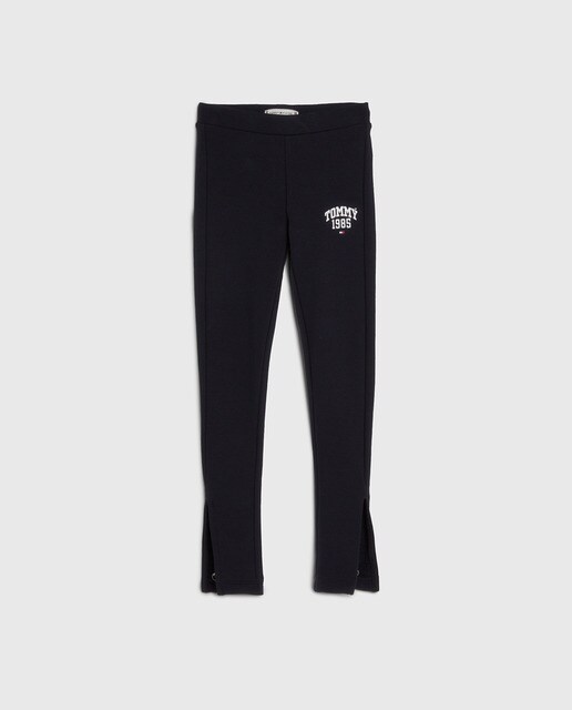 Leggings fille avec ouvertures dans le bas et logo Tommy imprimé