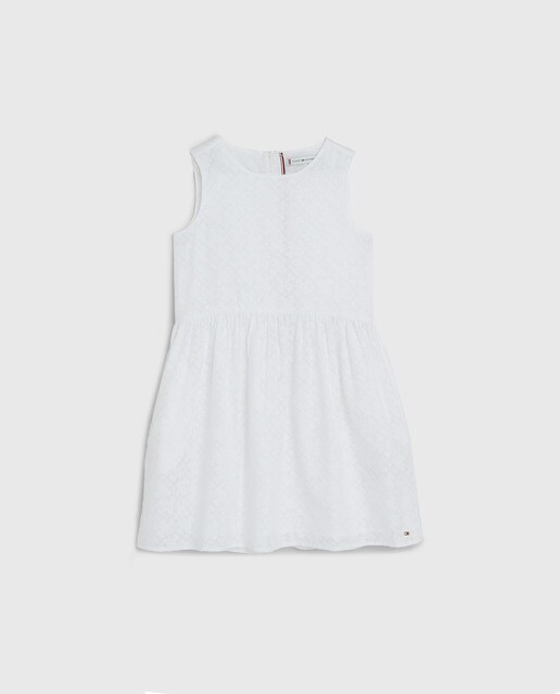 Robe à imprimé placé TH monogramme logo drapeau brodé dans le bas et fermeture éclair dans le dos