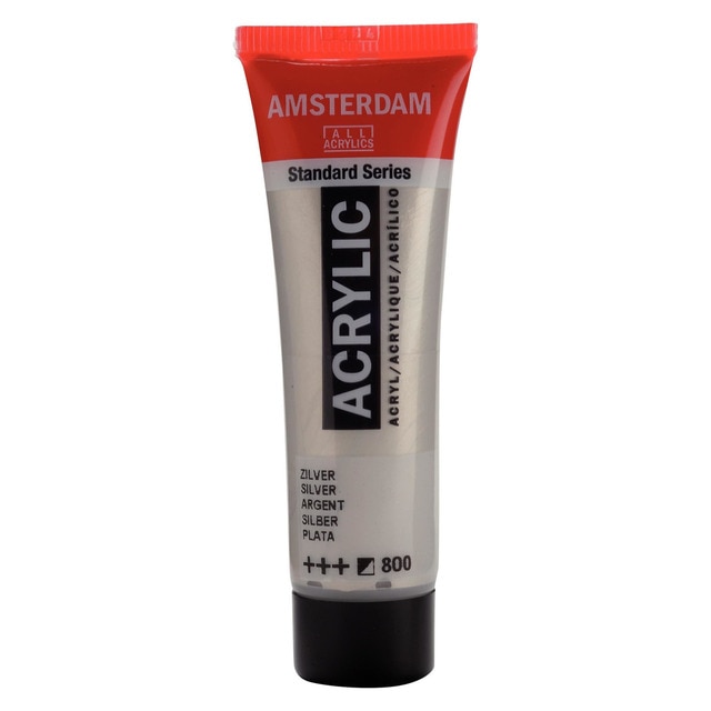 Tubo de pintura acrílica de 20 ml Ámsterdam plata.