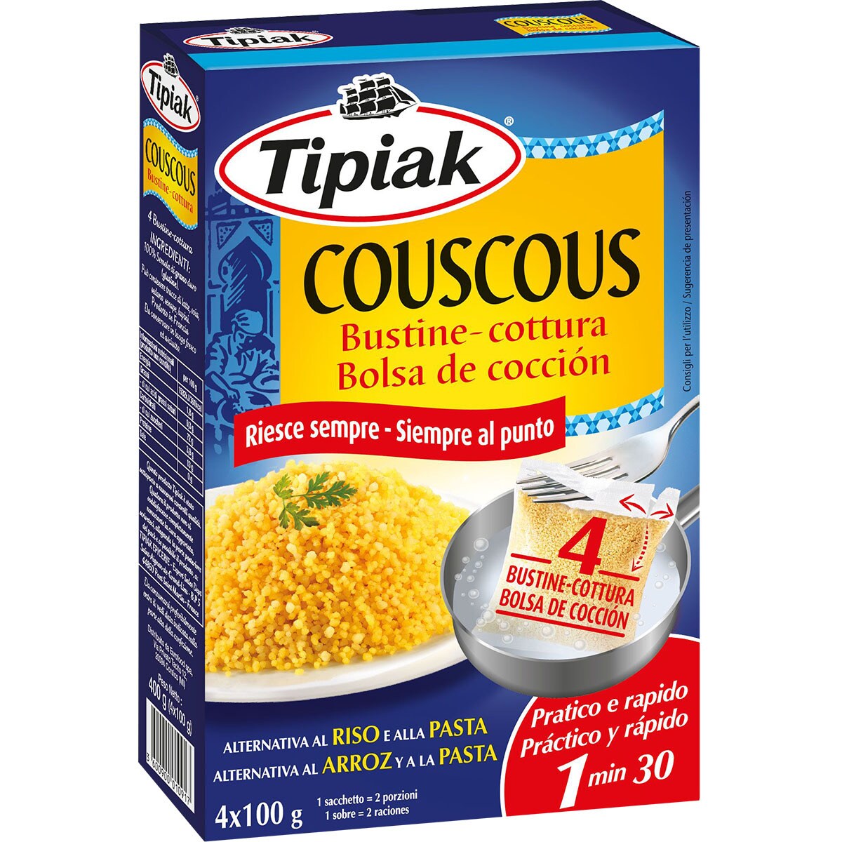 Cous cous express 4 bolsas de 100 g paquete 400 g · TIPIAK