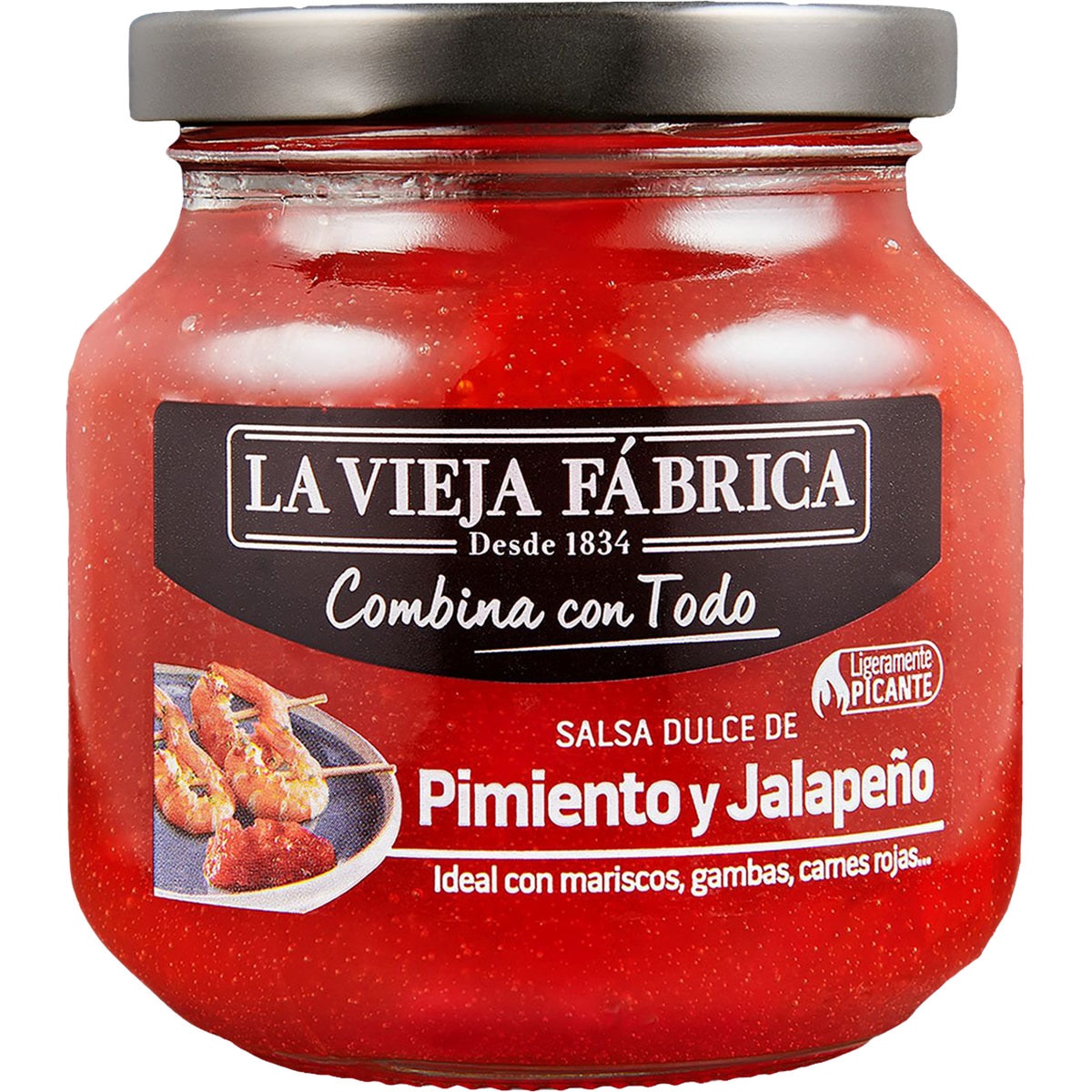 Salsa dulce de pimiento y jalapeño ligeramente picante frasco 280 g neto escurrido · LA VIEJA