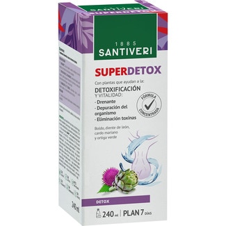 SANTIVERI jarabe superdetox detoxificación y vitalidad plan 7 días frasco 240 g