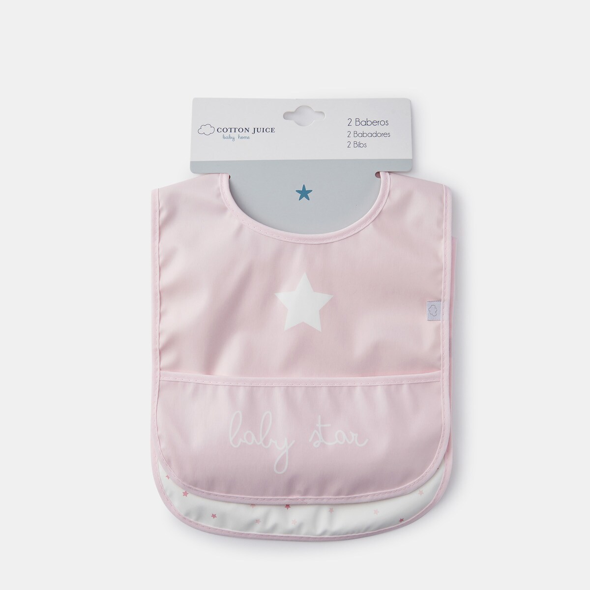 Pack de 2 Babetes de Estrelas com Bolso Rosa-3